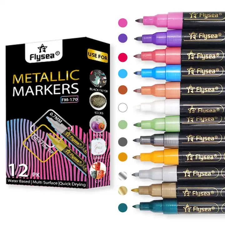 12 Metallic Pens for Arts & Craft