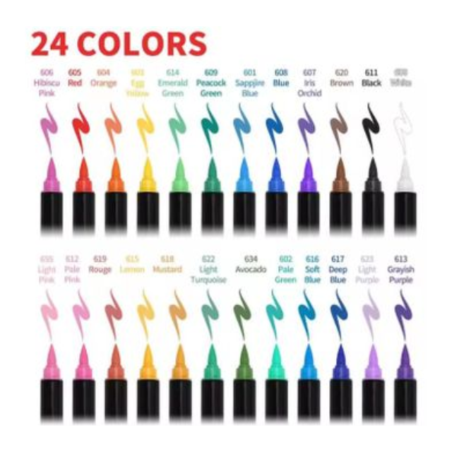 24 Acrylic Art Graffiti Marker Pens Brush Tip Multisurface