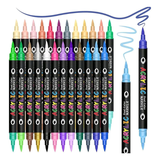 24Dual Tip Acrylic Art Paint Markers 48 Colour Multi surface