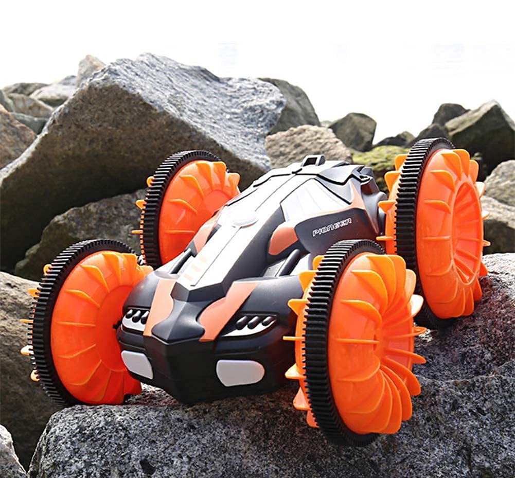 Remote Control 4WD Monster Stunt Car High Speed 360 Flip Amphibious - Orange
