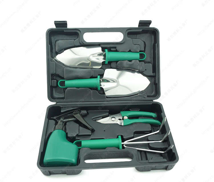 5 Pieces Green Garden Tool Set In Carry Case