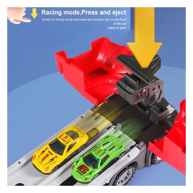 Mega Hauler Truck Race Car Carrier Toy Set with 6 Mini Diecast Cars for Kids