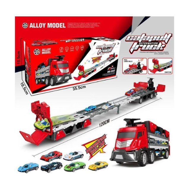 Mega Hauler Truck Race Car Carrier Toy Set with 6 Mini Diecast Cars for Kids