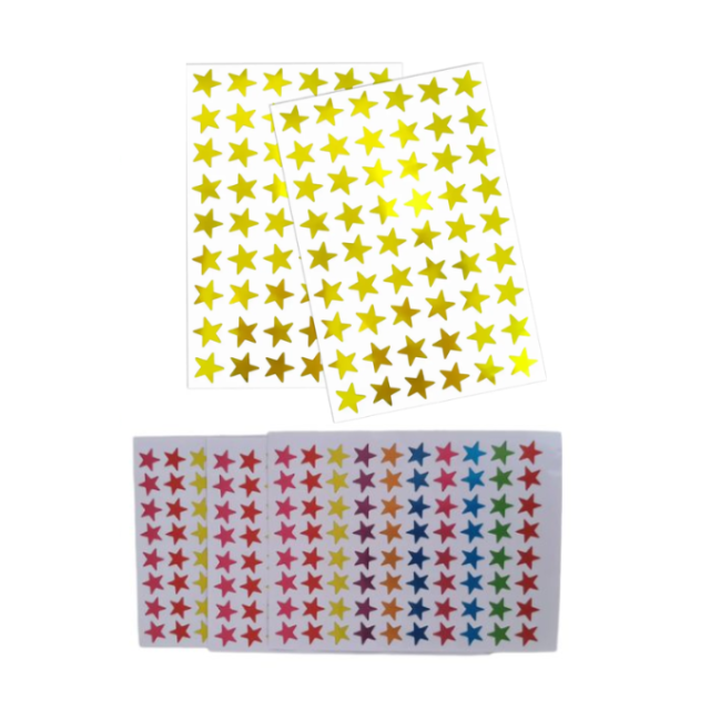 2PK Combo Star Reward Stickers Gold and Multi colour Sheets -1250 Stickers