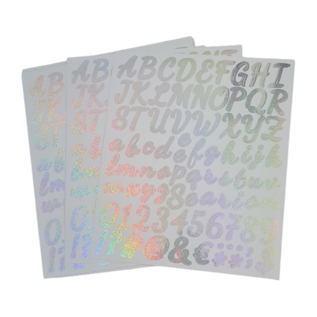 12 Sheets Alphabet silver school letters numbers gifts art scrapbook stickers