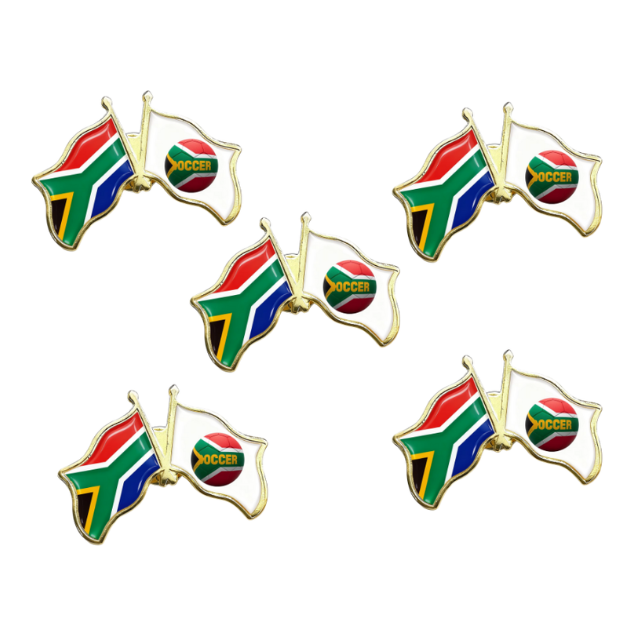 South Africa & Soccer Duo Flag Lapel Pin Badge Souvenir Novelty Gift -5Pack