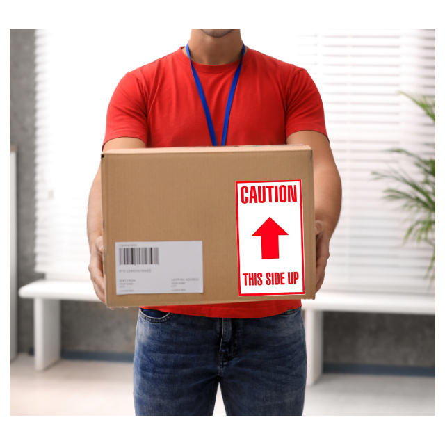This Side Up Caution Arrows Label Fragile Packing Sticker -5.5 x 8cm 500pcs