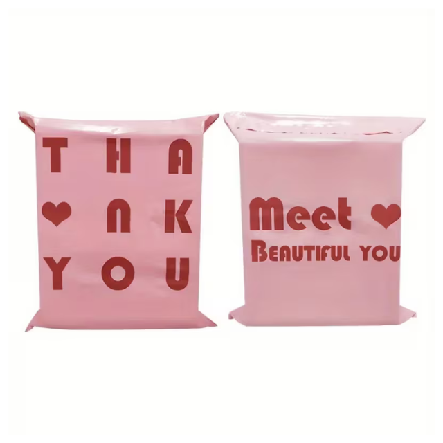 100 Express Polymailers Packaging 17x30cm Self-Adhesive Pink & Red Print