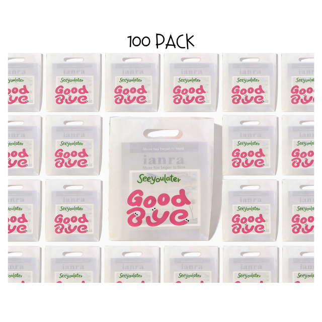 100 PK Four-Finger Flat Frosted Plastic Gift Bag with Handle 25x35cm