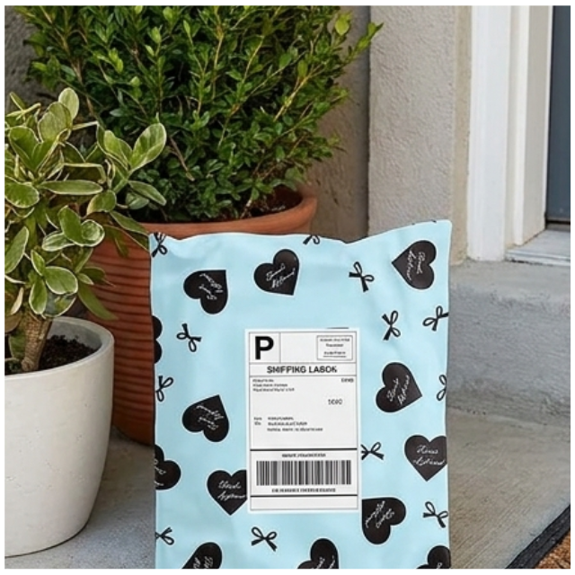 100 Polymailers Packaging 25x33cm Self-Adhesive Gift Bag Ribbons and Hearts