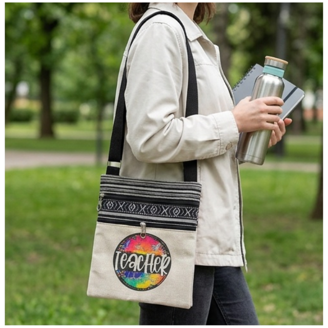 Teacher Appreciation Bohemian Linen SlingBag 19X23.5 -Teacher Colour Splash