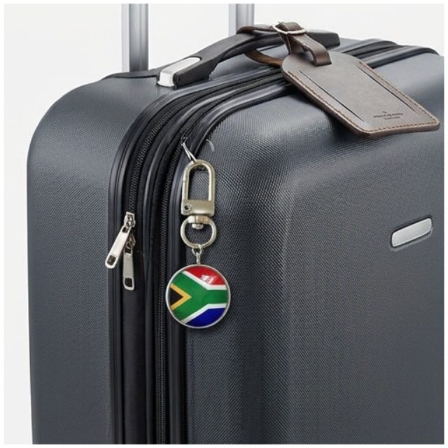 Novelty South African Flag Domed Keyring with Swivel Clip