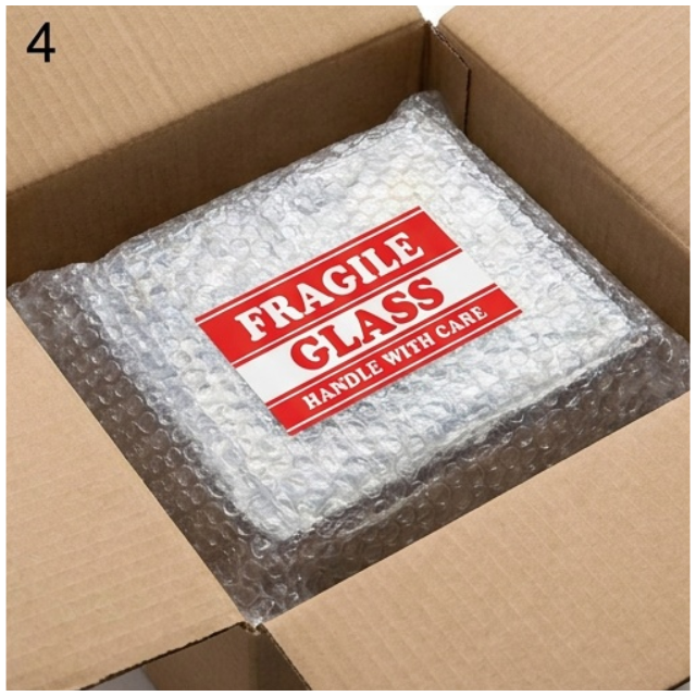 2PK Combo Fragile & Glass Handle With Care Sticker Roll 5x8cm 500p/r