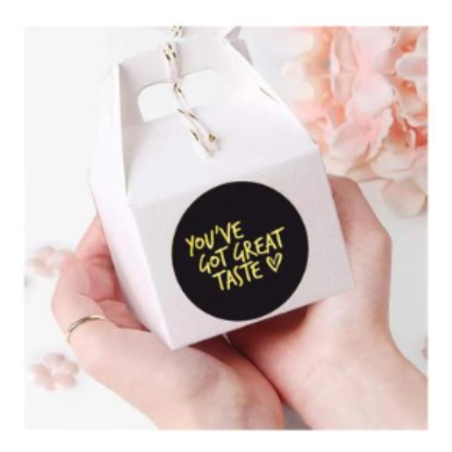 You've Got Great Taste Sticker Roll 500pcs 25mm Black & Silver