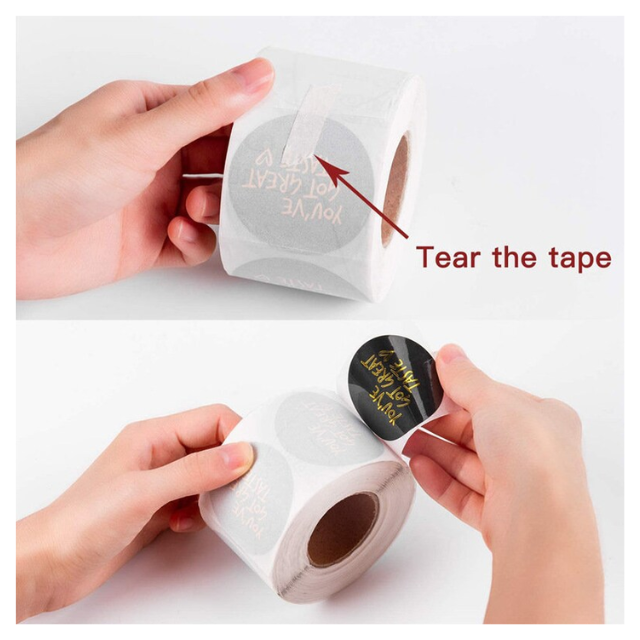 You've Got Great Taste Sticker Roll 500pcs 25mm Black & Silver