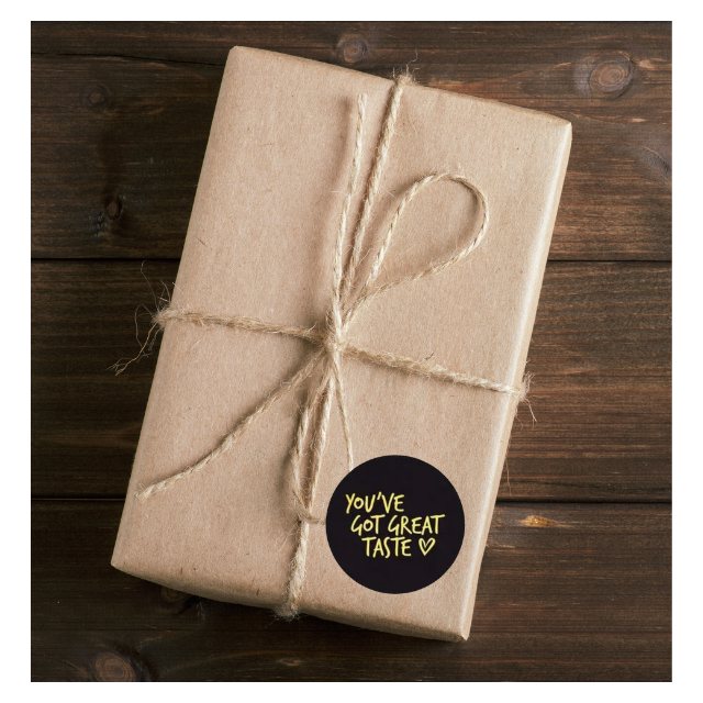 You've Got Great Taste Sticker Roll 500pcs 25mm Black & Silver
