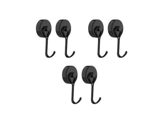 Magnetic Swivel Heavy Duty Neodymium Hooks 6 Pack - Black