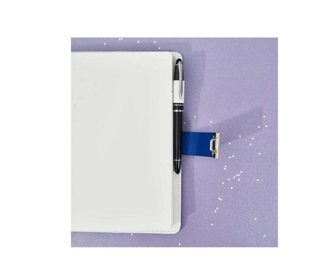 Combination Lock A5 Notebook Diary Journal Soft PU Leather Cover OuterSpace - Astro with heart flag
