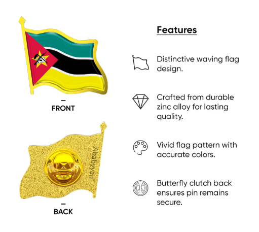 Mozambique Africa National Flag Lapel Pin