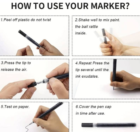 8 White Acrylic Permanent Marker Pen