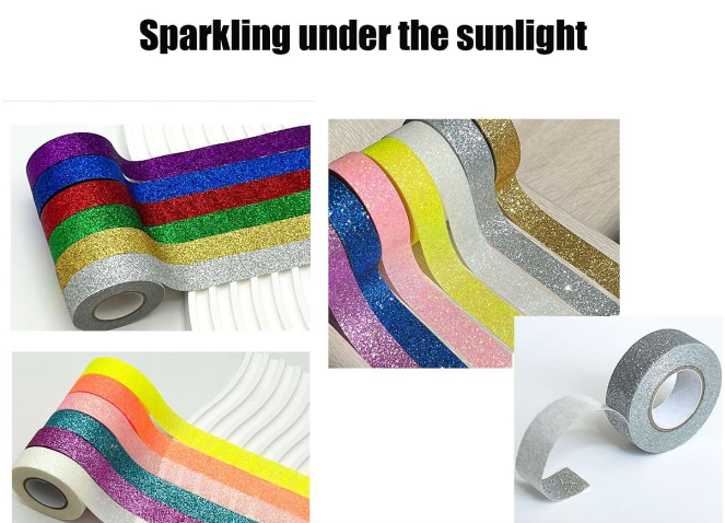 12 Sparkly Glitter Washi Tapes - 5M
