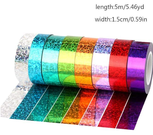 8 Glitter Foil Rolls Washi Tape -5M