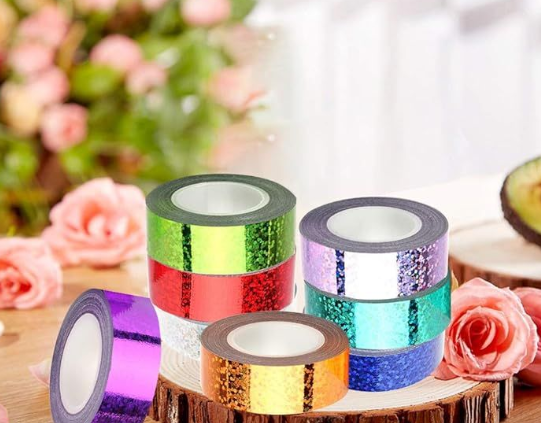 8 Glitter Foil Rolls Washi Tape -5M