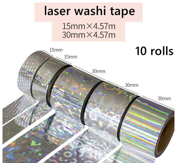 5 Silver Foil Laser Washi Tape- 4.5M