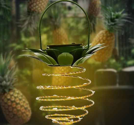2 Pack Hanging Pineapple Solar Garden Decorative Warm LED Light Lantern