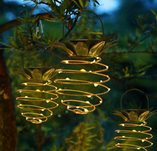 2 Pack Hanging Pineapple Solar Garden Decorative Warm LED Light Lantern