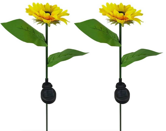 2 Pack Sunflower Solar Garden Decorative Lights Outdoor LED