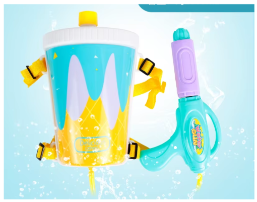 Kids BlueBottle Drink Shape play Water Gun Hose Tank Backpack