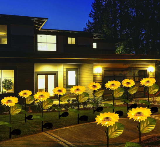 2 Pack Sunflower Solar Garden Decorative Lights Outdoor LED
