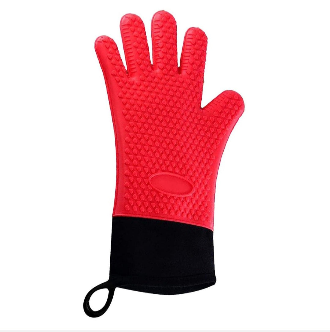 Silicone Kitchen Oven Glove/Mitt Heat Resistant Non Slip Single Glove - Bright Red