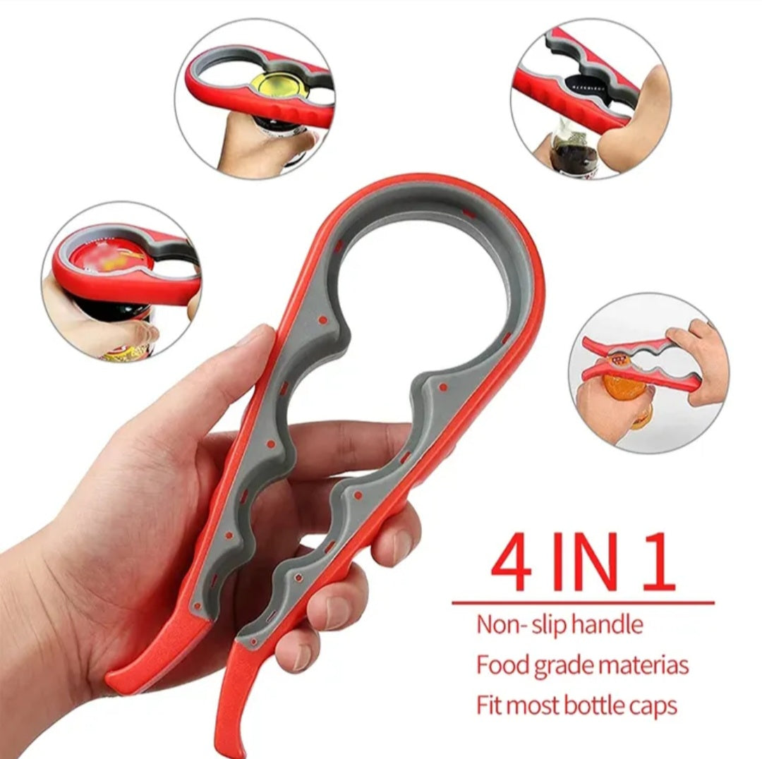 4 in 1 Multipurpose Lid opener Jar Bottle Screw Twist Non Slip Handle 2 Pck - Black & Red
