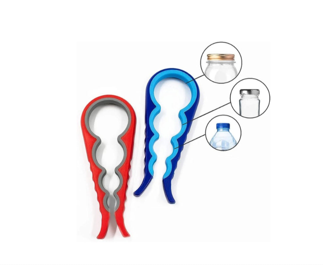 4 in 1 Multipurpose Lid opener Jar Bottle Screw Twist Non Slip Handle 2 Pck - Blue