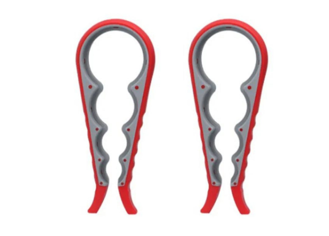 4 in 1 Multipurpose Lid opener Jar Bottle Screw Twist Non Slip Handle 2 Pck - Red & Grey