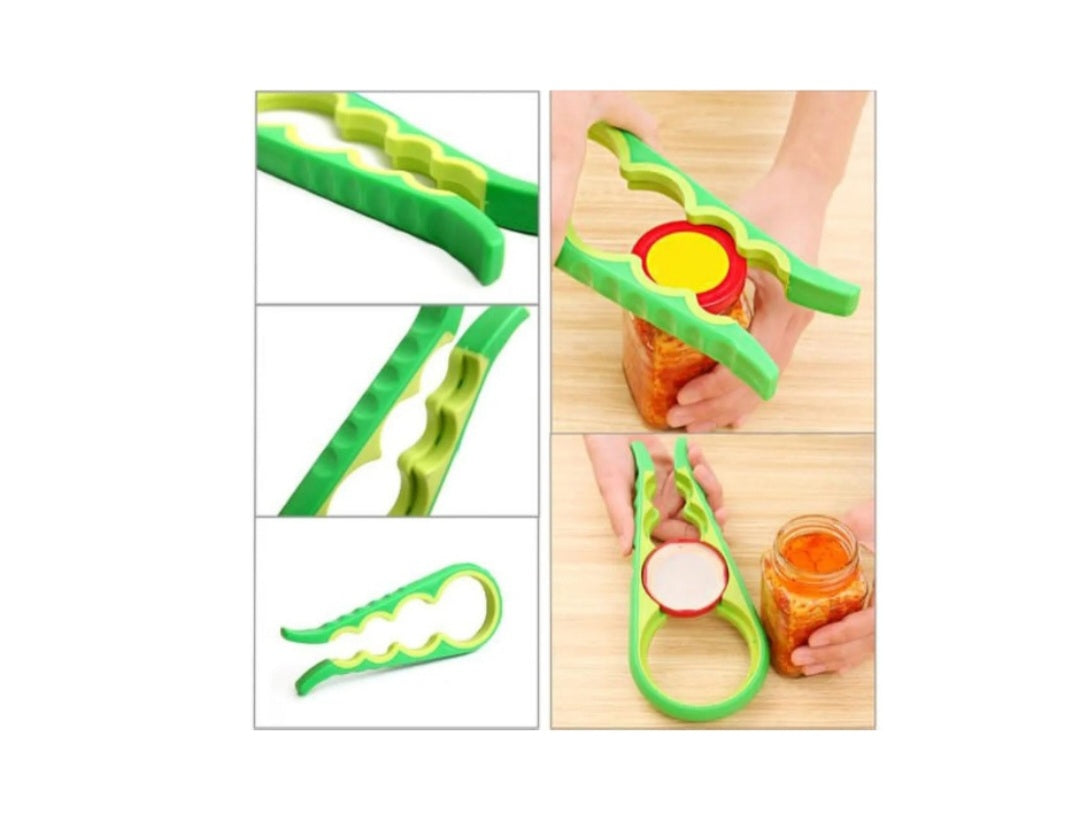 4 in 1 Multipurpose Lid opener Jar Bottle Screw Twist Non Slip Handle 2 Pck - Green