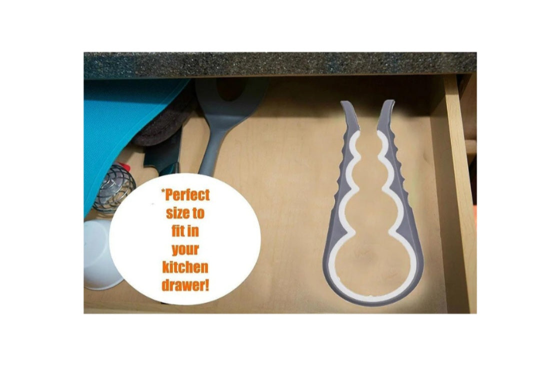 4 in 1 Multipurpose Lid opener Jar Bottle Screw Twist Non Slip Handle 2 Pck - Grey & White