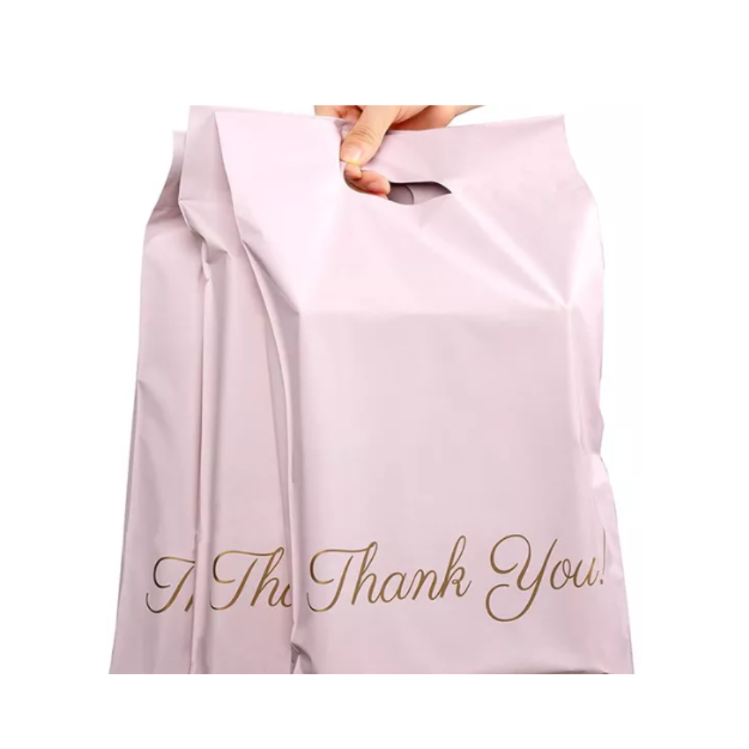 2PK Combo 100 Pink Thank you Polymailer Bags & 500 Fragile Stickers