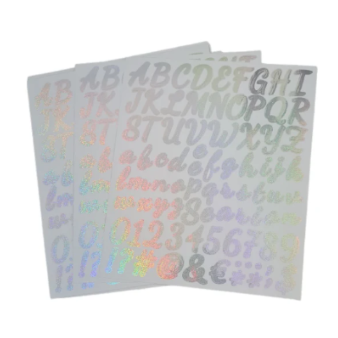 4PK Combo Colourful Rainbow Vinyl Alphabet Sticker Sheets