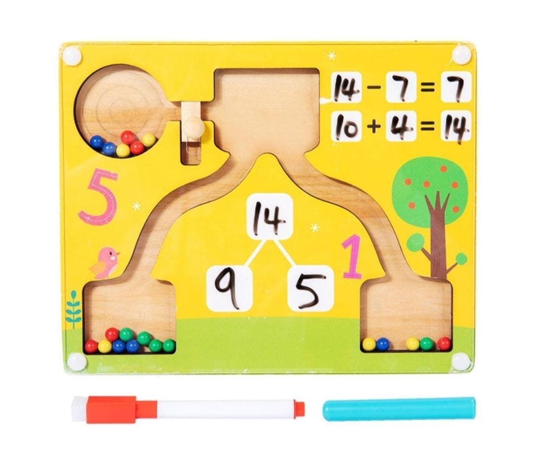 Montessori Early Education Colour & Number Wooden Maths Maze Board