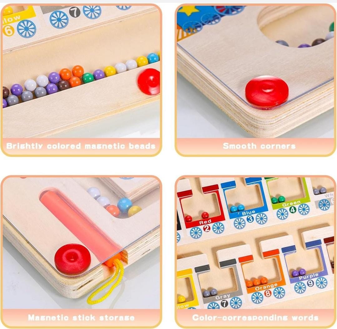Early Education Wooden Maze Toy Colour Sorting Train Board & Magnetic Pen