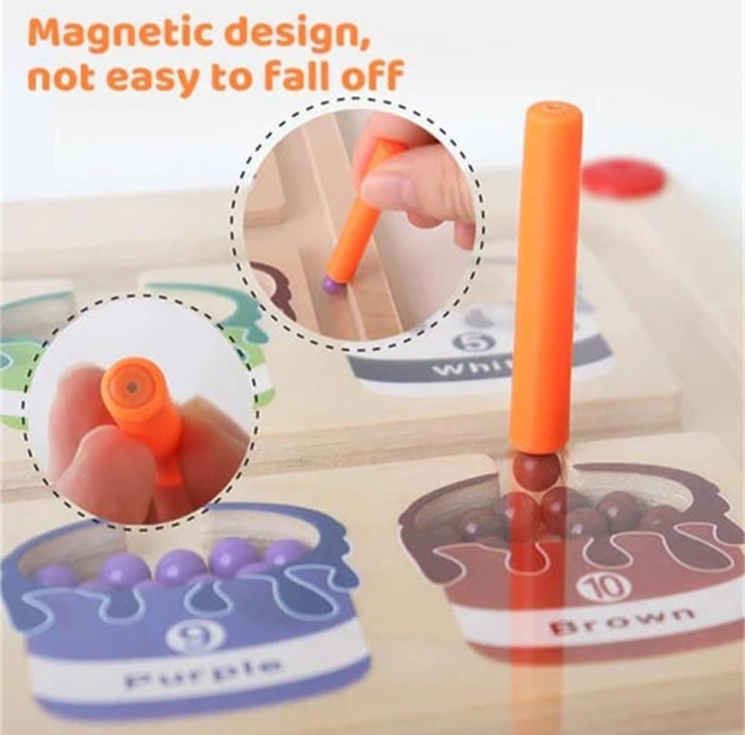 Paint Tin Montessori Early Learning Wooden & Magnet Colour sort Toy Maze Board & Pen