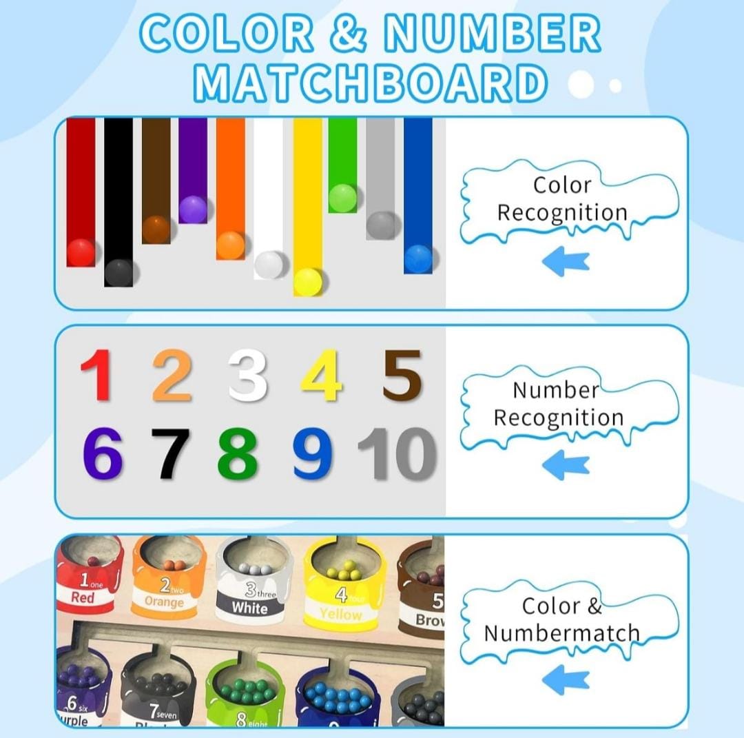 Paint Tin Montessori Early Learning Wooden & Magnet Colour sort Toy Maze Board & Pen