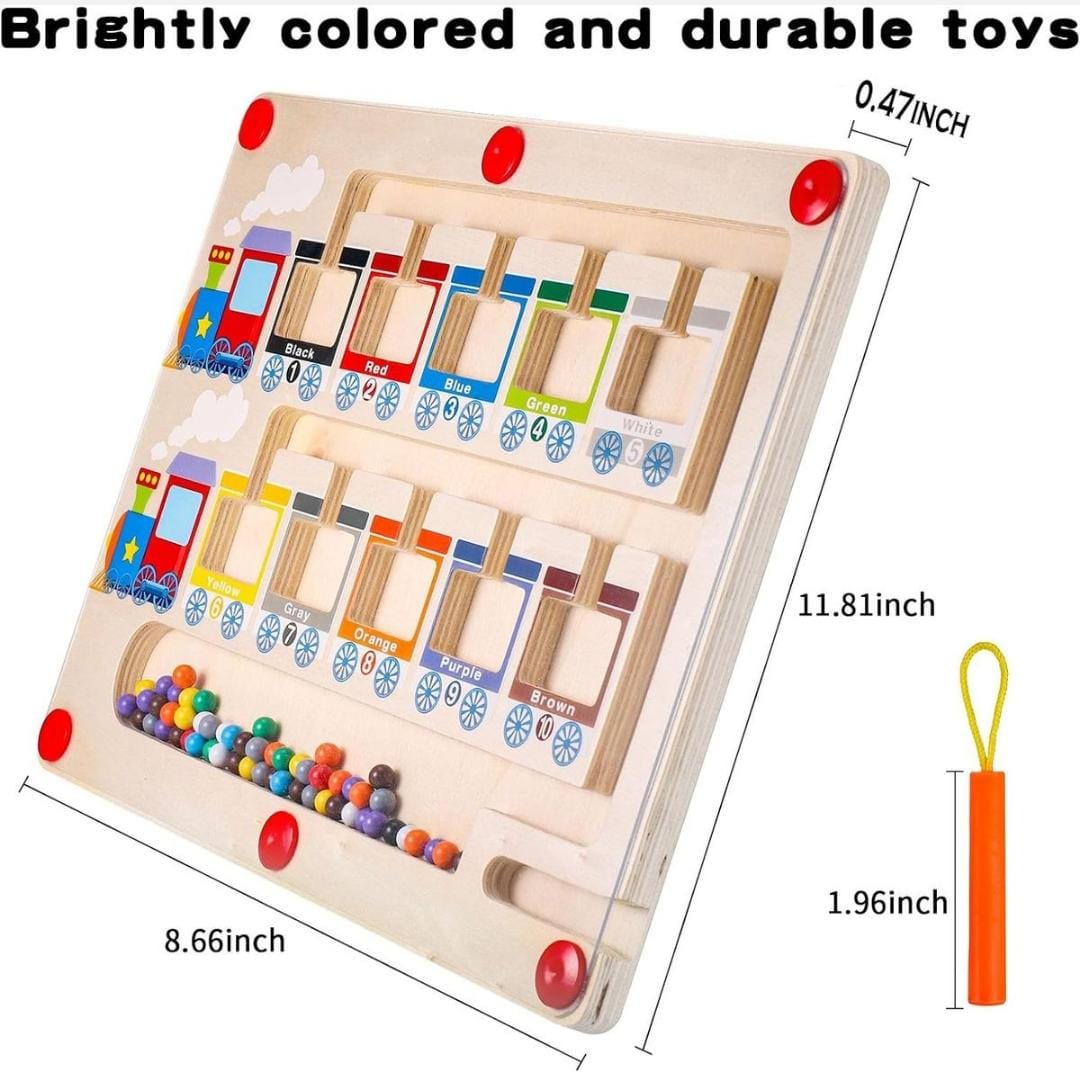 Early Education Wooden Maze Toy Colour Sorting Train Board & Magnetic Pen