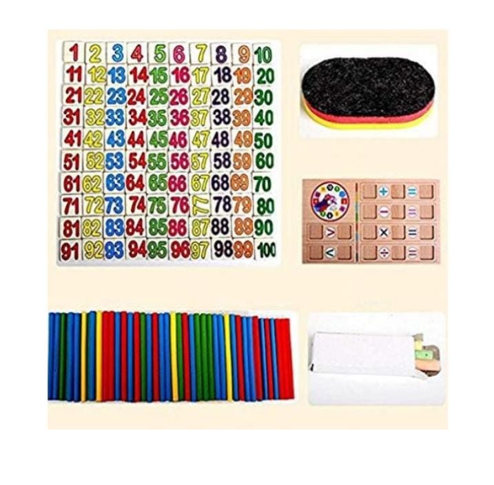 Montessori Educational Maths Wooden Toy Count Computation Box & Blackboard