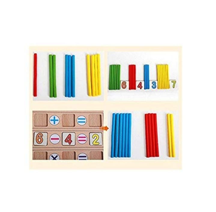 Montessori Educational Maths Wooden Toy Count Computation Box & Blackboard