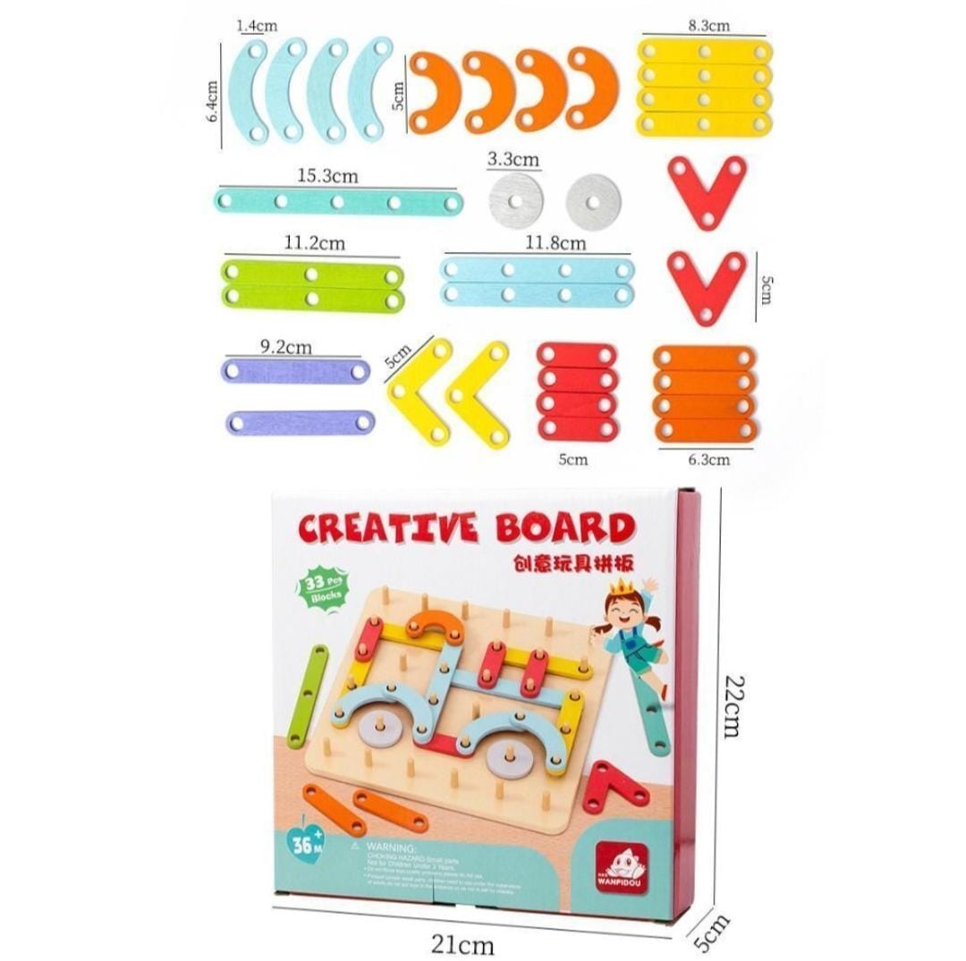 Montessori Wooden Peg Board Puzzle Educational Toy Stacking