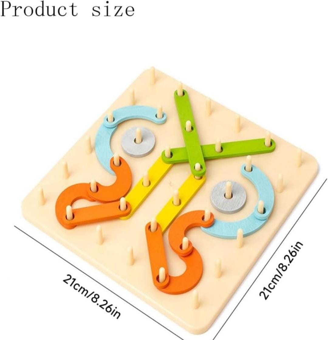 Montessori Wooden Peg Board Puzzle Educational Toy Stacking